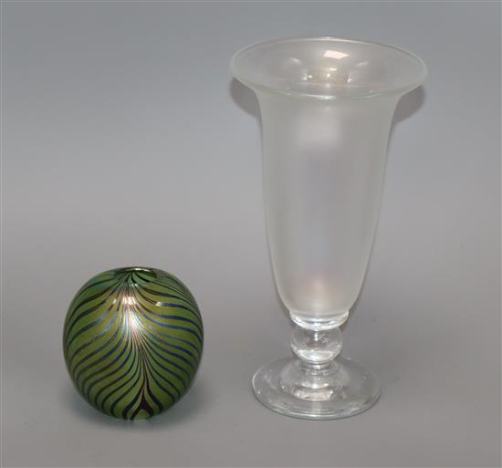 A John Ditchfield Glasform iridescent glass vase, 2403 and a David Wallace for Liberty glass vase tallest 23cm